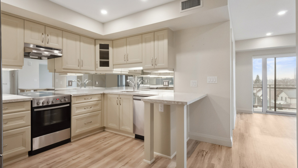 stylish kitchen with a breakfast bar thumbnail